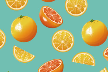 grapefruit illustration with aquamarine background