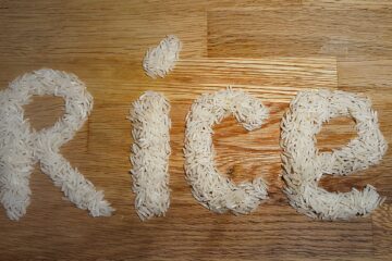RICE written with rice-Pure & Eco India