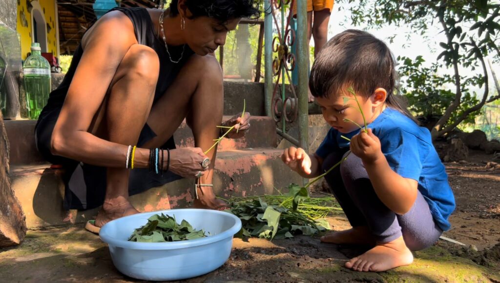Tinu Verghis with her son on her farm in Goa-Pure & Eco India